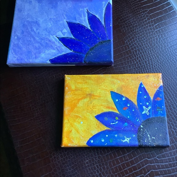 Hand Painted HOPE  Flower on Canvas  NEW original painting 1 - Picture 3 of 4